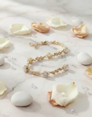 Golden Time Tennis Bracelet Simulated Diamond Yellow Gold Plated